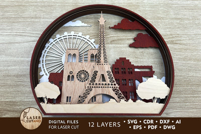 PARIS 3D Multilayer Laser Cut Files, Mandala, SVG Files, 3D Designs SVG LaserCutano 