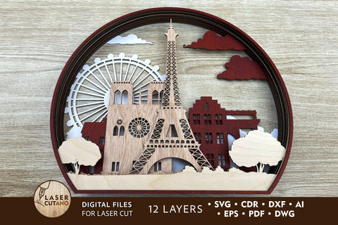 PARIS 3D Multilayer Laser Cut Files, Mandala, SVG Files, 3D Designs SVG LaserCutano 