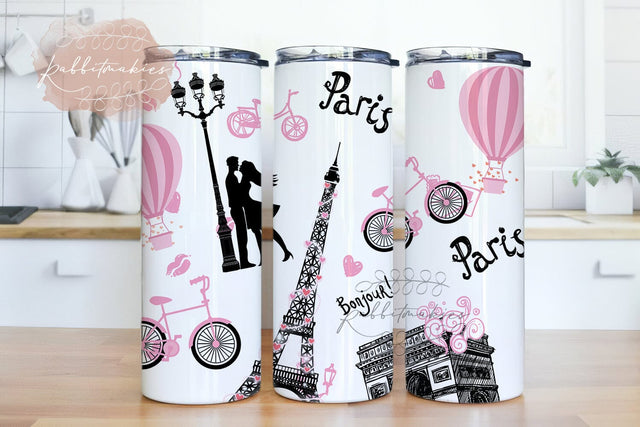 Paris Eiffel Tower 2 File Png, Pink Paris Tumbler Png ,Love Paris 20oz Skinny Tumbler ,Paris Eiffel Png Sublimation Rabbitmakies 
