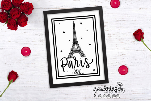 Paris France Eiffel Tower SVG Gardenias Art Shop 
