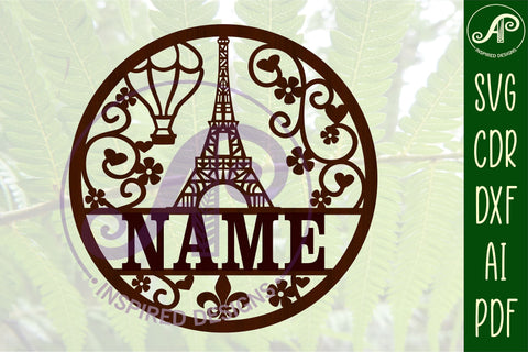 Paris name sign svg laser cut template SVG APInspireddesigns 