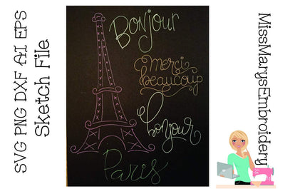 Paris Sketch File Set | Foil Quill | Drawing Sketch DESIGN MissMarysEmbroidery 