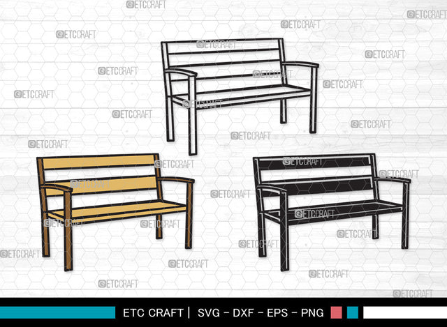 Park Bench Clipart SVG, Bench Svg, Wooden Bench Svg, Garden Bench Svg, Outdoor Bench Svg, Public Bench Svg, Park Bench Clipart SVG ETC Craft 