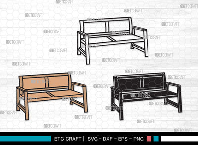 Park Bench Clipart SVG, Bench Svg, Wooden Bench Svg, Garden Bench Svg, Outdoor Bench Svg, Public Bench Svg, Park Bench Clipart SVG ETC Craft 