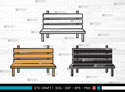 Park Bench Clipart SVG, Bench Svg, Wooden Bench Svg, Garden Bench Svg, Outdoor Bench Svg, Public Bench Svg, Park Bench Clipart SVG ETC Craft 