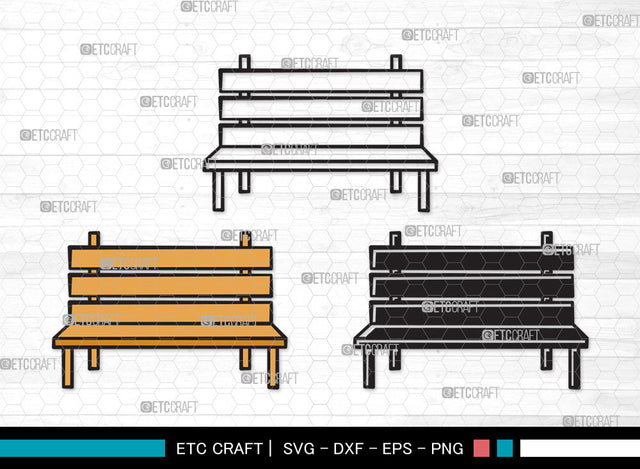 Park Bench Clipart SVG, Bench Svg, Wooden Bench Svg, Garden Bench Svg, Outdoor Bench Svg, Public Bench Svg, Park Bench Clipart SVG ETC Craft 
