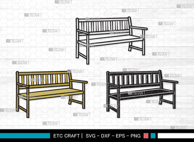 Park Bench Clipart SVG, Bench Svg, Wooden Bench Svg, Garden Bench Svg, Outdoor Bench Svg, Public Bench Svg, Park Bench Clipart SVG ETC Craft 