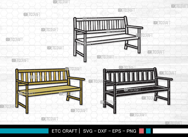 Park Bench Clipart SVG, Bench Svg, Wooden Bench Svg, Garden Bench Svg, Outdoor Bench Svg, Public Bench Svg, Park Bench Clipart SVG ETC Craft 