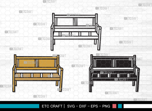 Park Bench Clipart SVG, Bench Svg, Wooden Bench Svg, Garden Bench Svg, Outdoor Bench Svg, Public Bench Svg, Park Bench Clipart SVG ETC Craft 