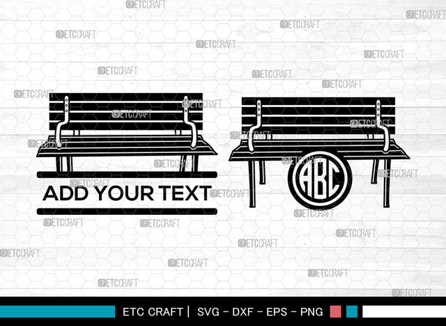 Park Bench Monogram SVG, Bench svg, Wooden Bench Svg, Garden Bench, Outdoor Bench Svg, Split Monogram Svg, Public Bench Svg SVG ETC Craft 