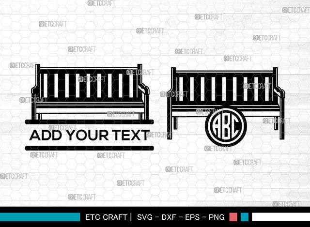 Park Bench Monogram SVG, Bench svg, Wooden Bench Svg, Garden Bench, Outdoor Bench Svg, Split Monogram Svg, Public Bench Svg SVG ETC Craft 
