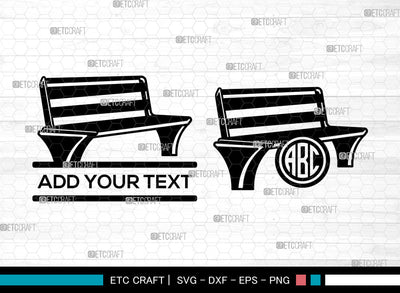 Park Bench Monogram SVG, Bench svg, Wooden Bench Svg, Garden Bench, Outdoor Bench Svg, Split Monogram Svg, Public Bench Svg SVG ETC Craft 