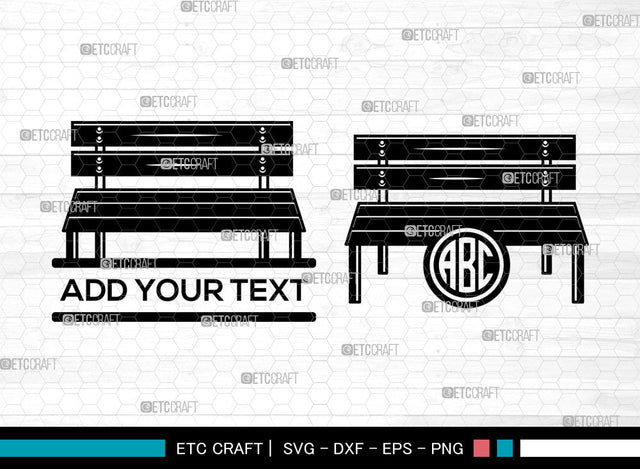 Park Bench Monogram SVG, Bench svg, Wooden Bench Svg, Garden Bench, Outdoor Bench Svg, Split Monogram Svg, Public Bench Svg SVG ETC Craft 