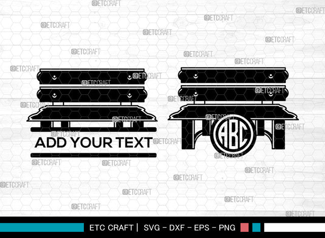 Park Bench Monogram SVG, Bench svg, Wooden Bench Svg, Garden Bench, Outdoor Bench Svg, Split Monogram Svg, Public Bench Svg SVG ETC Craft 