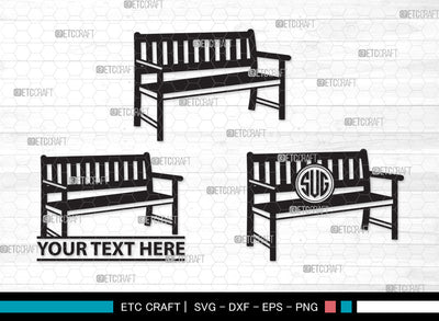 Park Bench Monogram SVG, Bench Svg, Wooden Bench Svg, Garden Bench Svg, Outdoor Bench Svg, Public Bench Svg, Park Bench Monogram SVG ETC Craft 