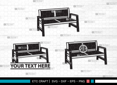 Park Bench Monogram SVG, Bench Svg, Wooden Bench Svg, Garden Bench Svg, Outdoor Bench Svg, Public Bench Svg, Park Bench Monogram SVG ETC Craft 