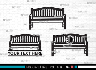 Park Bench Monogram SVG, Bench Svg, Wooden Bench Svg, Garden Bench Svg, Outdoor Bench Svg, Public Bench Svg, Park Bench Monogram SVG ETC Craft 