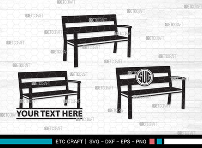 Park Bench Monogram SVG, Bench Svg, Wooden Bench Svg, Garden Bench Svg, Outdoor Bench Svg, Public Bench Svg, Park Bench Monogram SVG ETC Craft 