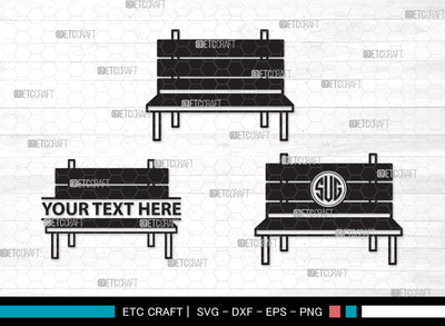 Park Bench Monogram SVG, Bench Svg, Wooden Bench Svg, Garden Bench Svg, Outdoor Bench Svg, Public Bench Svg, Park Bench Monogram SVG ETC Craft 