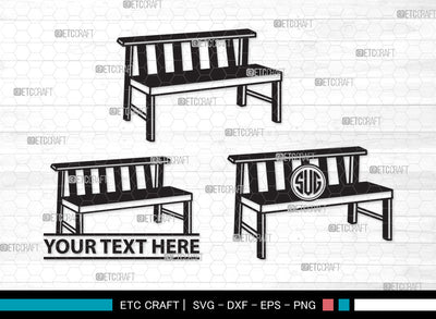 Park Bench Monogram SVG, Bench Svg, Wooden Bench Svg, Garden Bench Svg, Outdoor Bench Svg, Public Bench Svg, Park Bench Monogram SVG ETC Craft 