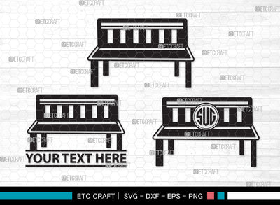 Park Bench Monogram SVG, Bench Svg, Wooden Bench Svg, Garden Bench Svg, Outdoor Bench Svg, Public Bench Svg, Park Bench Monogram SVG ETC Craft 
