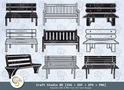 Park Bench Silhouette, Bench SVG, Wooden Bench Svg, Garden Bench, Outdoor Bench Svg, Farmhouse Bench Svg, Public Bench SVG Bundle SVG ETC Craft 
