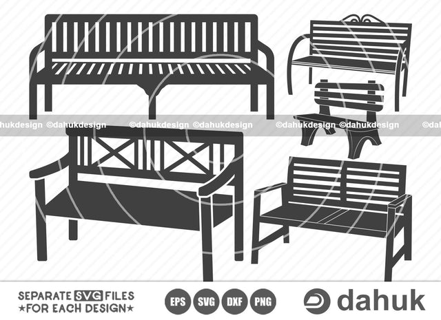 Park bench svg, Bench svg, Wooden park bench svg, Bench furniture svg, Cut file for silhouette, svg, eps, dxf, png, clipart cricut design space, vinyl cut files SVG dahukdesign 