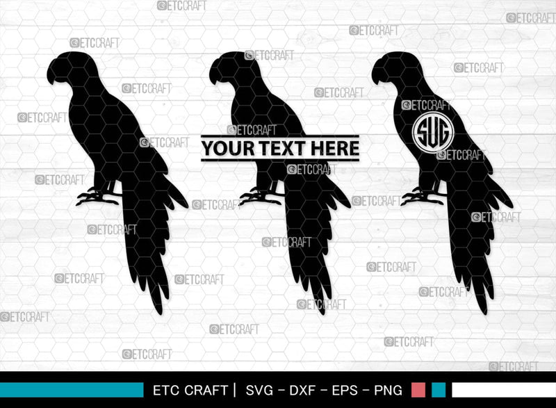 Parrot Bird Monogram, Parrot Bird Silhouette, Parrot Bird SVG, Parrot ...