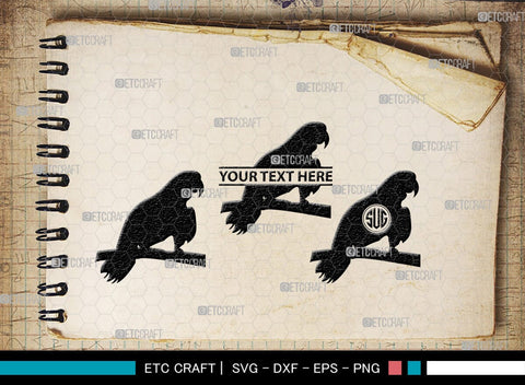 Parrot Bird Monogram, Parrot Bird Silhouette, Parrot Bird SVG, Parrot Bird Svg, Parrot Svg, Bird Svg, Pet Bird Svg, SB00299 SVG ETC Craft 