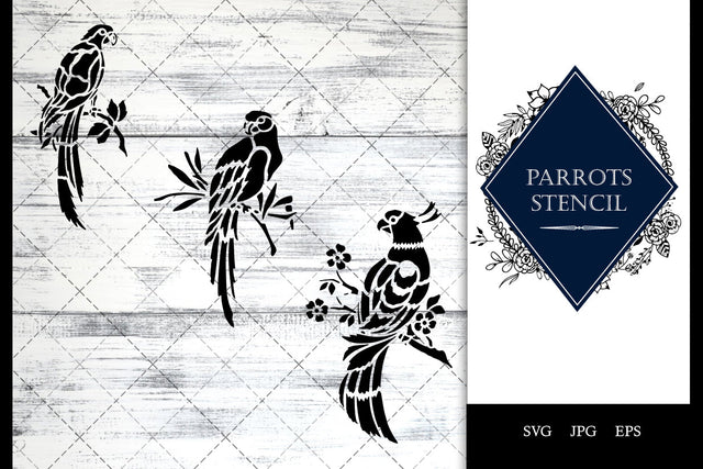 Parrots Stencil Vector SVG SVG Loveleen Kaur 