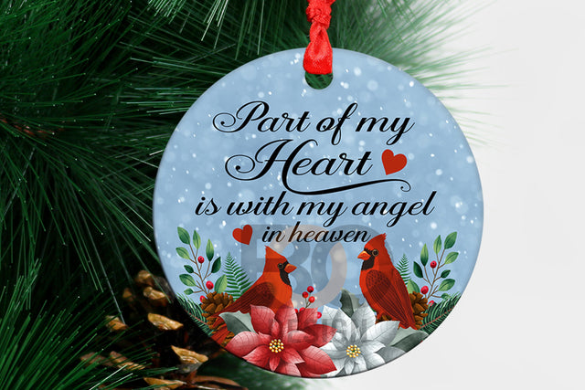 Part Of My Heart Is With My Angel In Heaven Cardinal Christmas Ornament PNG Sublimation BOO-design 
