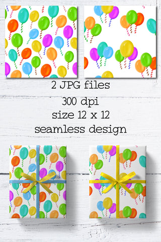 Party Balloons, Seamless Patterns JPG Digital Pattern Natasha Prando 