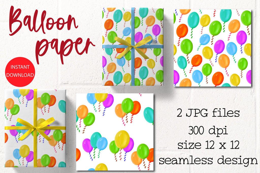 Party Balloons, Seamless Patterns JPG - So Fontsy