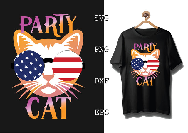 Party cat Svg, Cat Lover Svg, Cat Quotes Svg, Png, Eps, Dxf Files SVG DesignTShirt 