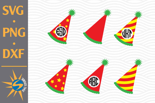 Party Hat Monogram SVG, PNG, DXF Digital Files Include SVG SVGStoreShop 