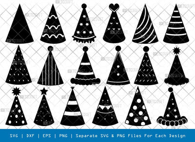 Party Hats Silhouette, Party Hats SVG, Birthday Hat Svg, Celebration Hat Svg, Paper Hat Svg, Party Hats Bundle, SB00887 SVG ETC Craft 