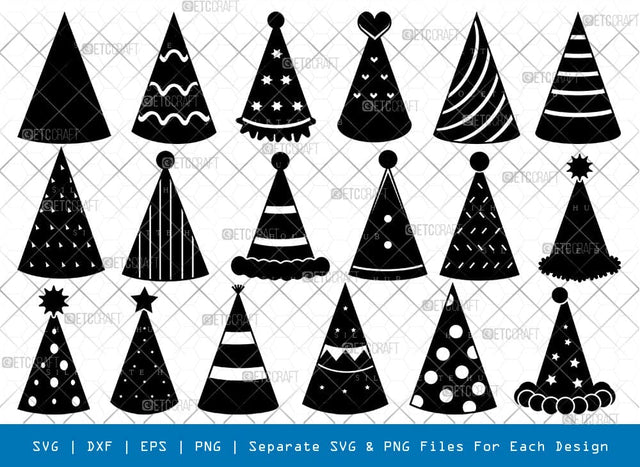 Party Hats Silhouette, Party Hats SVG, Birthday Hat Svg, Celebration Hat Svg, Paper Hat Svg, Party Hats Bundle, SB00887 SVG ETC Craft 