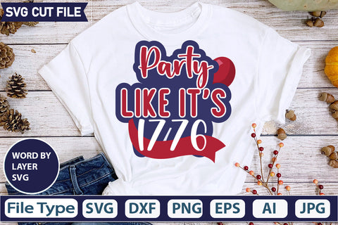 Party Like It's 1776 Svg Cut File, SVG Patriotic Fighter Pilot Aviator Sunglasses Stars Stripes Clipart Clip Art Sublimation or Vinyl Shirt Design SVG DesignPlante 503 