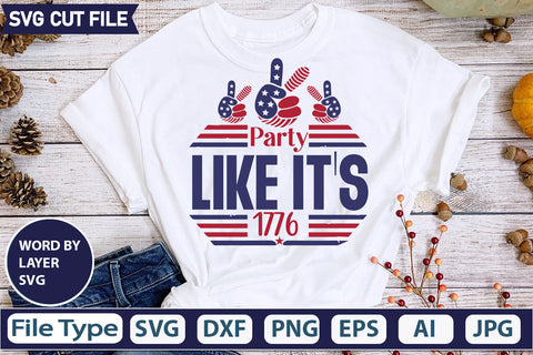 Party Like It's 1776 Svg Cut File, SVG Patriotic Fighter Pilot Aviator Sunglasses Stars Stripes Clipart Clip Art Sublimation or Vinyl Shirt Design SVG DesignPlante 503 
