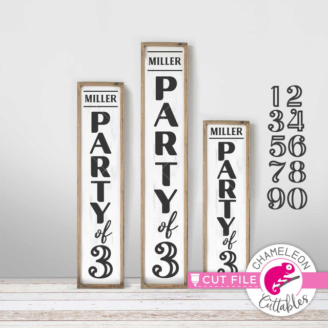 Party of 1-9 numbers included vertical Porch design svg png dxf SVG Chameleon Cuttables 