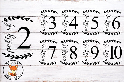 Party of 2 to 10 Bundle | Farmhouse Numbers Signs SVG RedFoxDesignsUS 