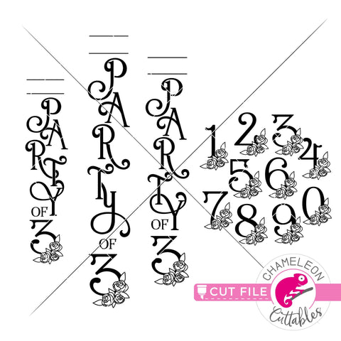 Party of floral 1-9 numbers included vertical Porch design svg png dxf SVG Chameleon Cuttables 