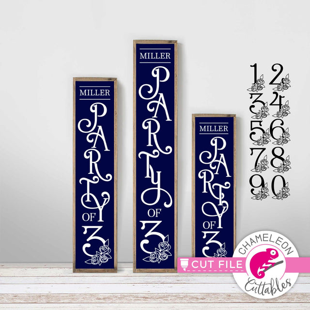 Party of floral 1-9 numbers included vertical Porch design svg png dxf SVG Chameleon Cuttables 