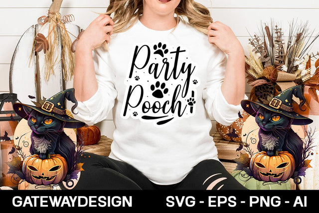 Party Pooch Sticker Design SVG designmaster24 