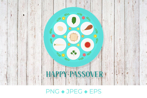 Passover ceder plate with traditional food Sublimation LaBelezoka 