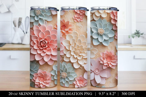 Pastel 3D Paper Flower Tumbler Sublimation Bundle Sublimation BijouBay 