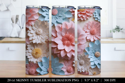 Pastel 3D Paper Flower Tumbler Sublimation Bundle Sublimation BijouBay 
