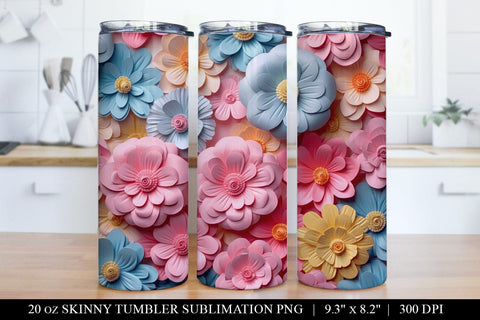 Pastel 3D Paper Flower Tumbler Sublimation Bundle Sublimation BijouBay 