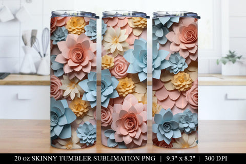 Pastel 3D Paper Flower Tumbler Sublimation Bundle Sublimation BijouBay 