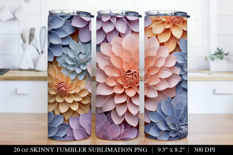 Pastel 3D Paper Flower Tumbler Sublimation Bundle Sublimation BijouBay 